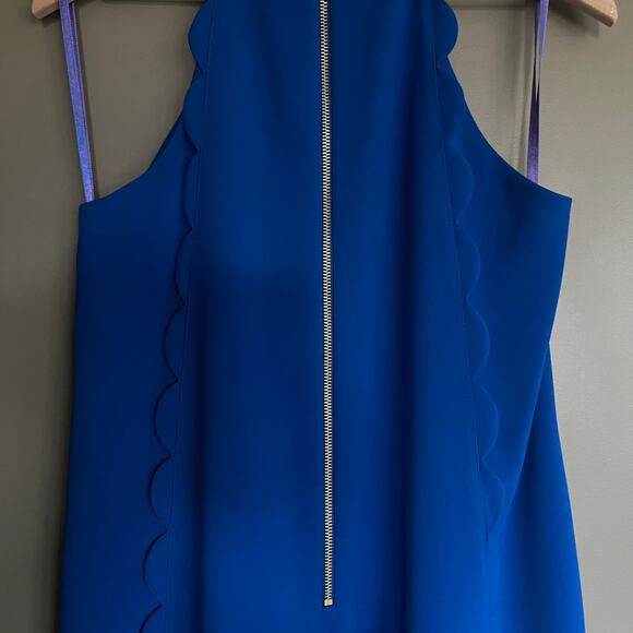 Ted Baker Torrii Dress Blue Size 6 Halterneck Scalloped Cute Chic High Neck Sexy - Picture 13 of 16